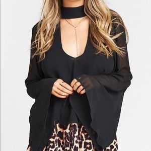 Show Me Your Mumu Olsen Top in Black Chiffon NWT